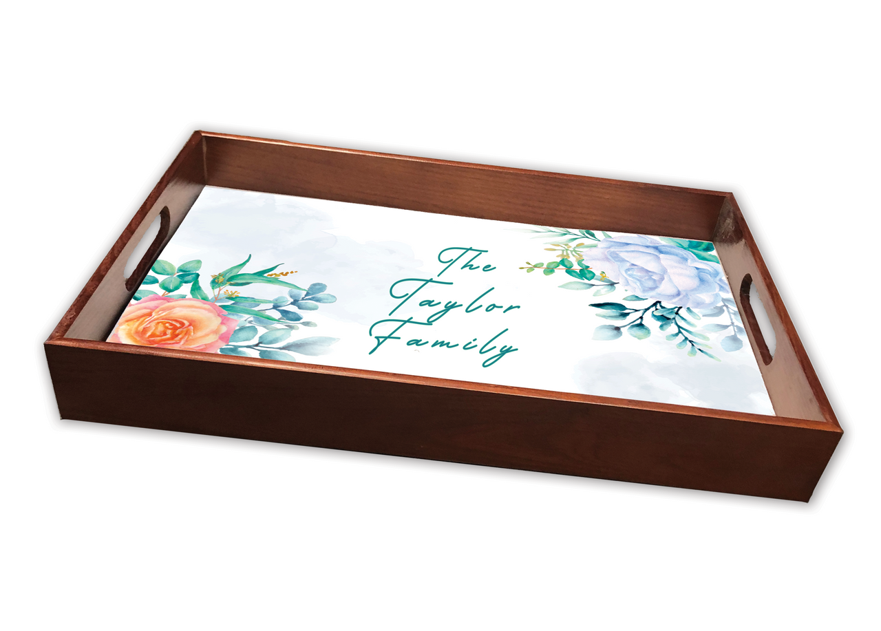 Custom Water Flower Wood Tray With Insert
