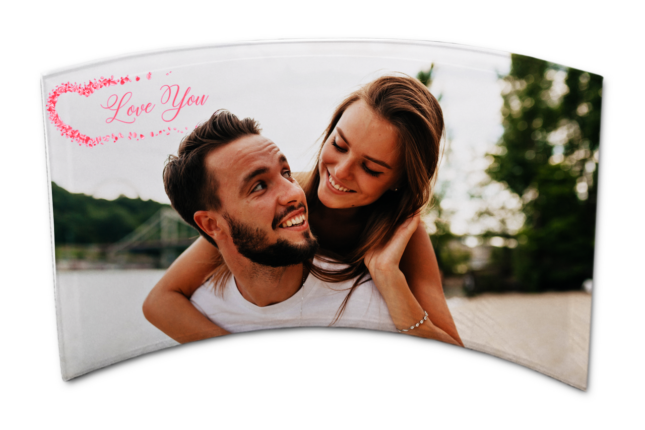 Valentines Day Curved Custom Photo Glass