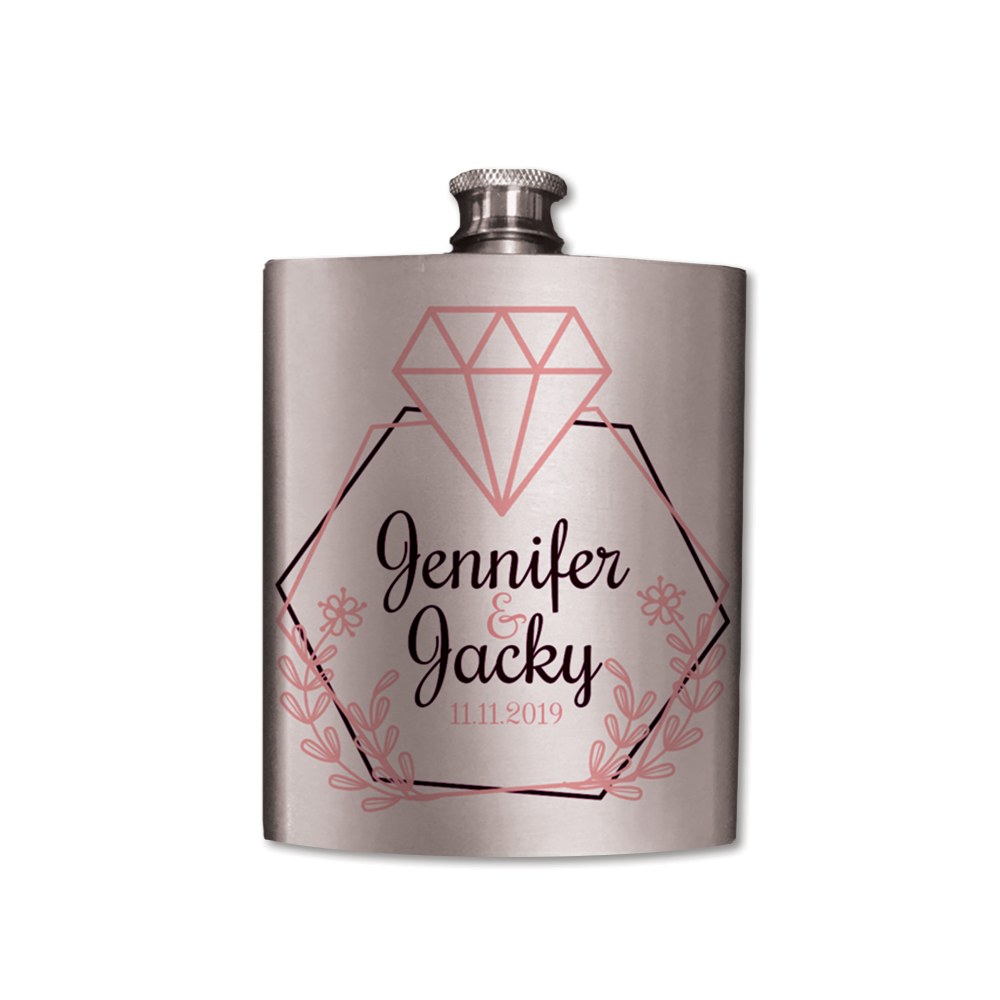 Wedding Couple Silver Flask