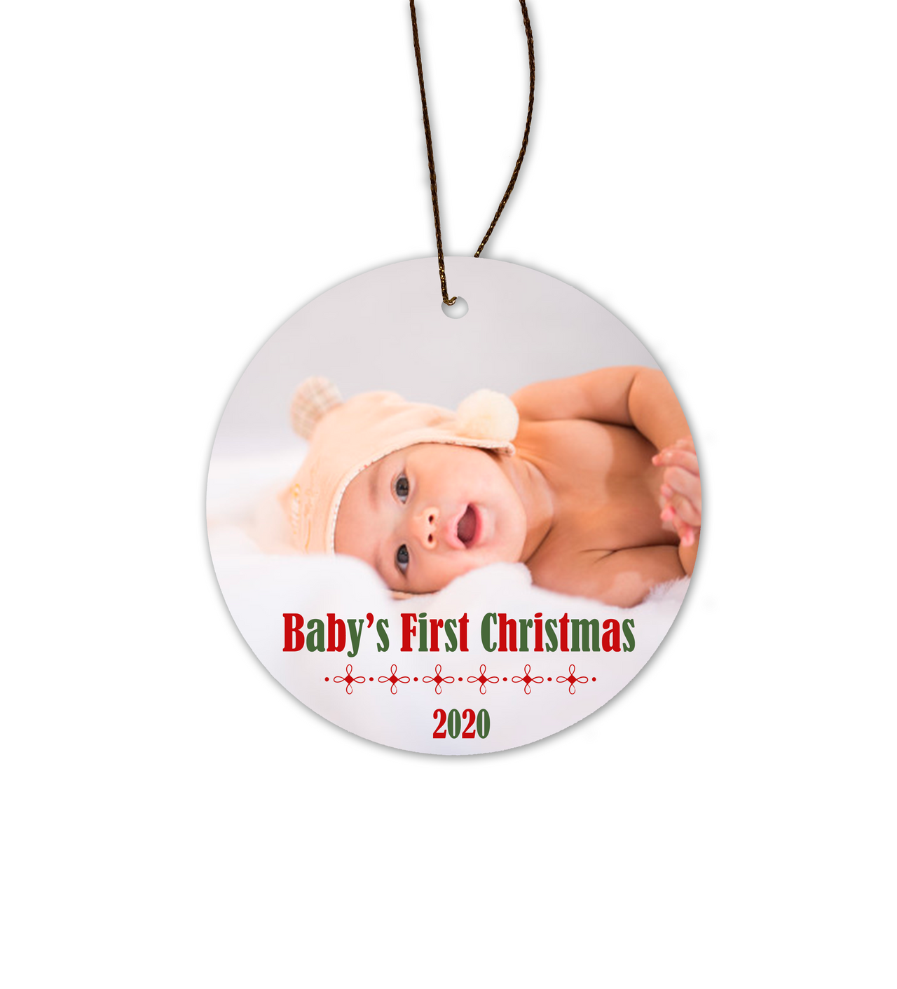 Baby's First Christmas Round Glass Ornament