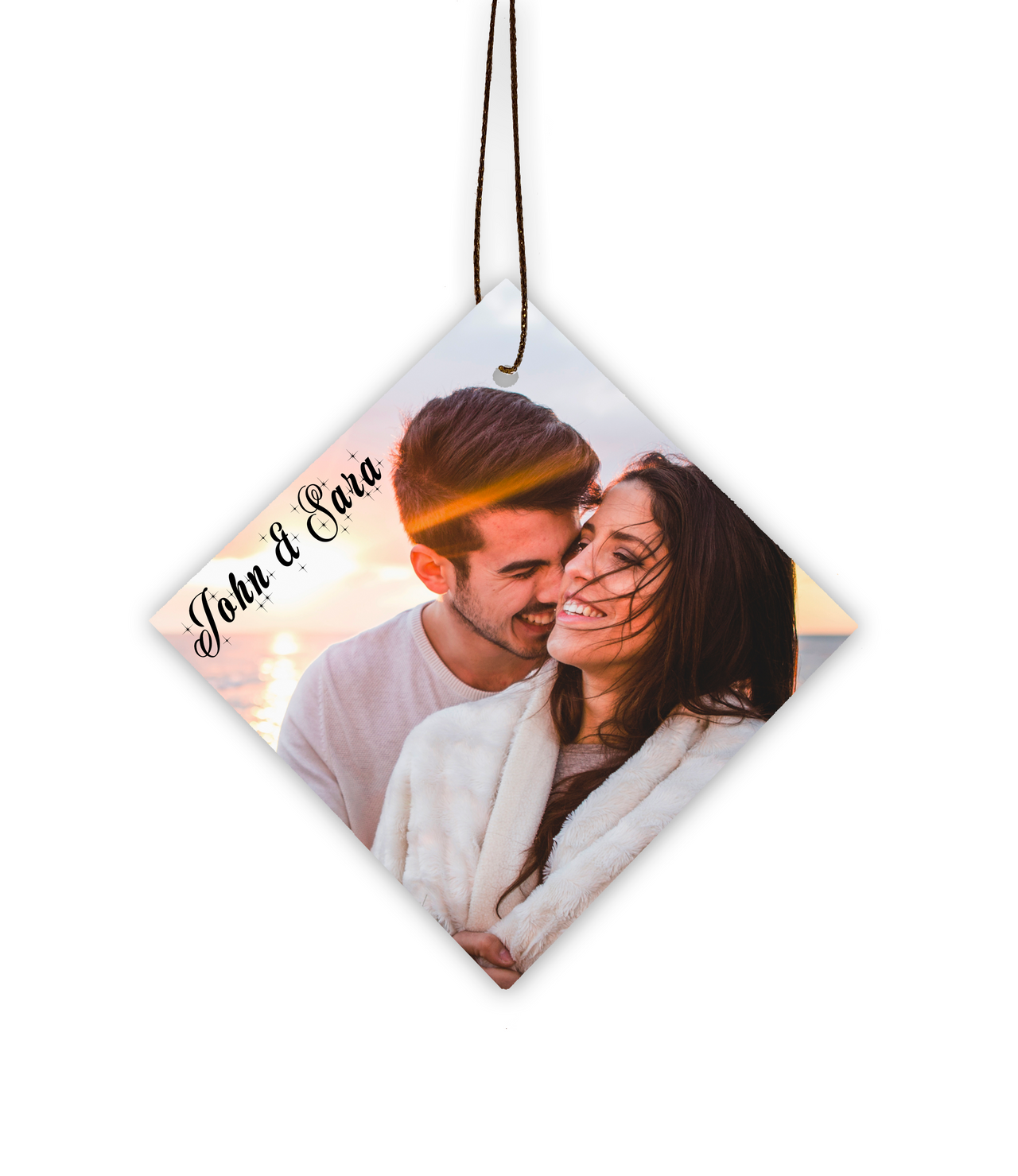 Diamond Shaped Glass Personalized Ornament