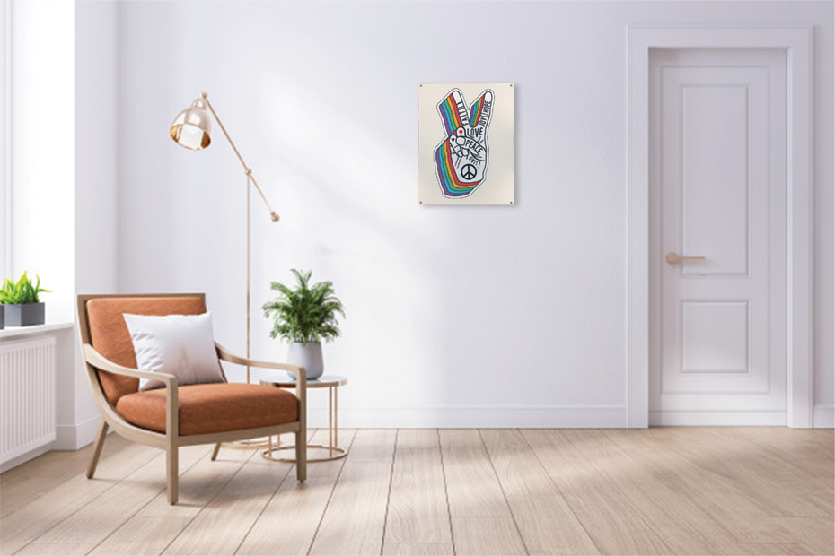 Peace & Love Metal Sign