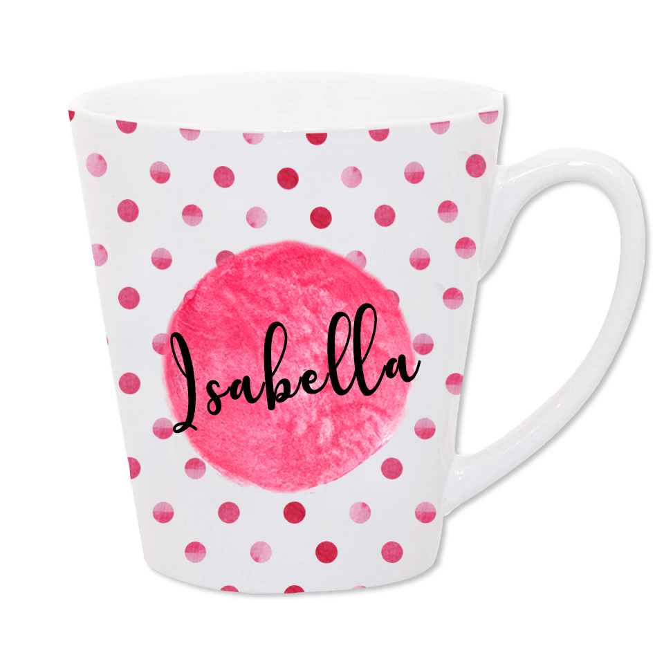 Pink Polka Dot Latte Mug