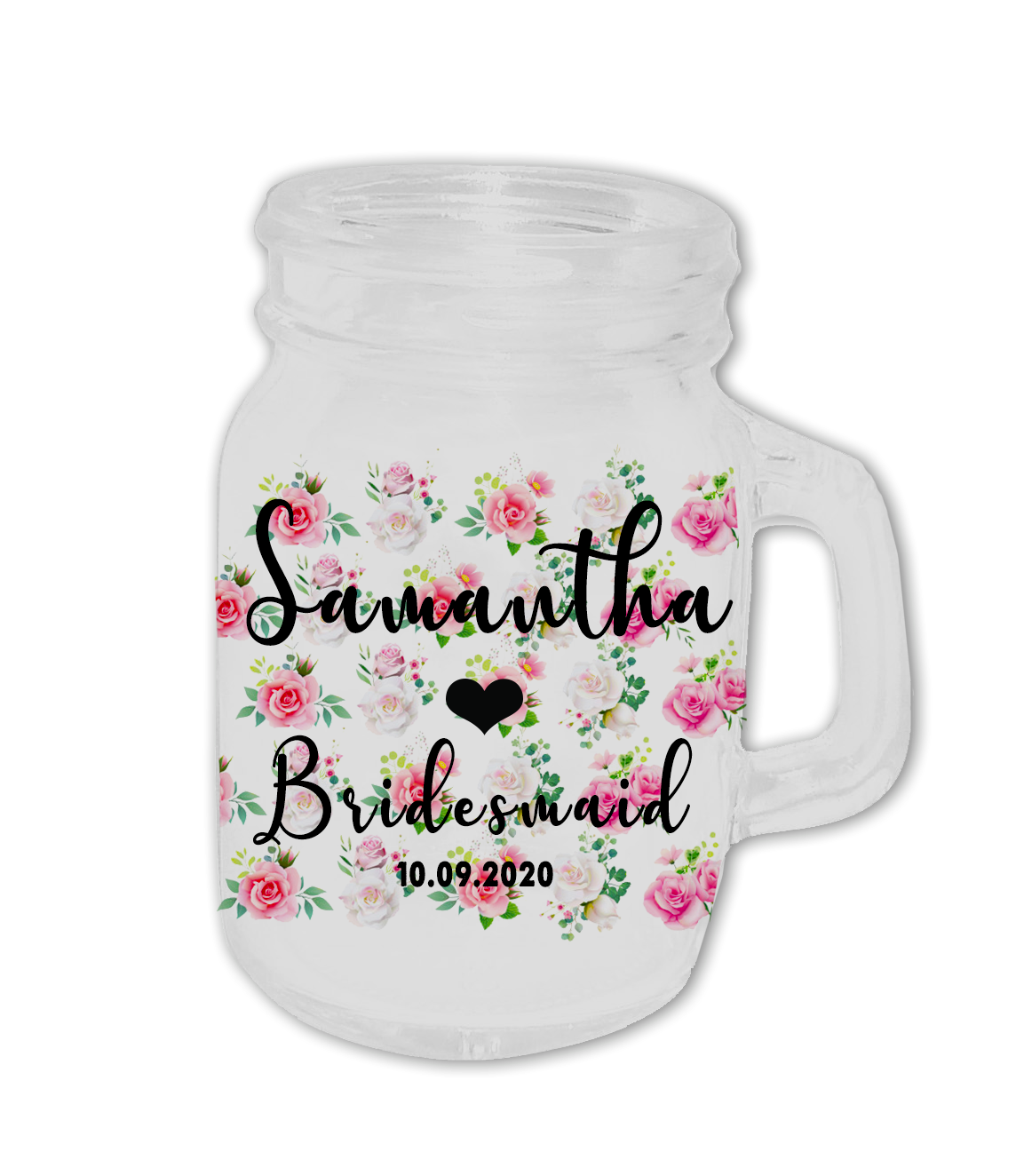 Floral Bridal Party Mason Jar Shot Glass