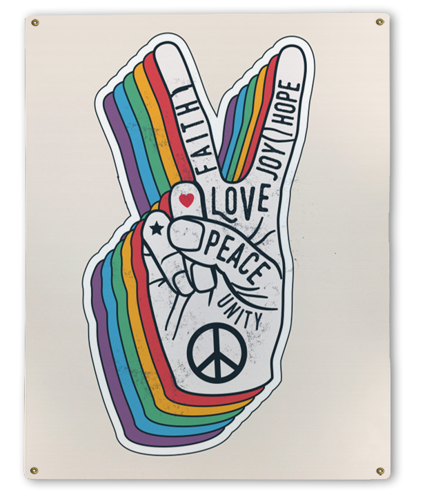 Peace & Love Metal Sign