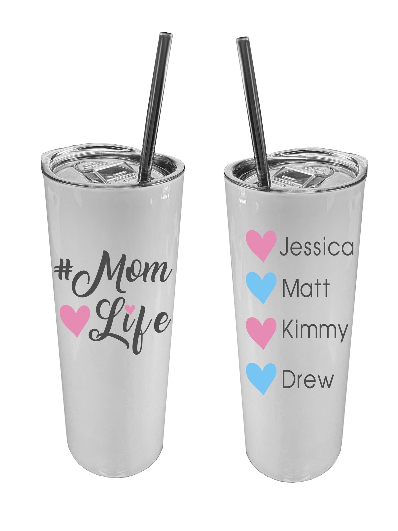 #MomLife Stainless Steel Tumbler W/ Metal Straw