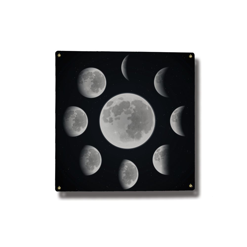 Lunar Phases Square Metal Sign