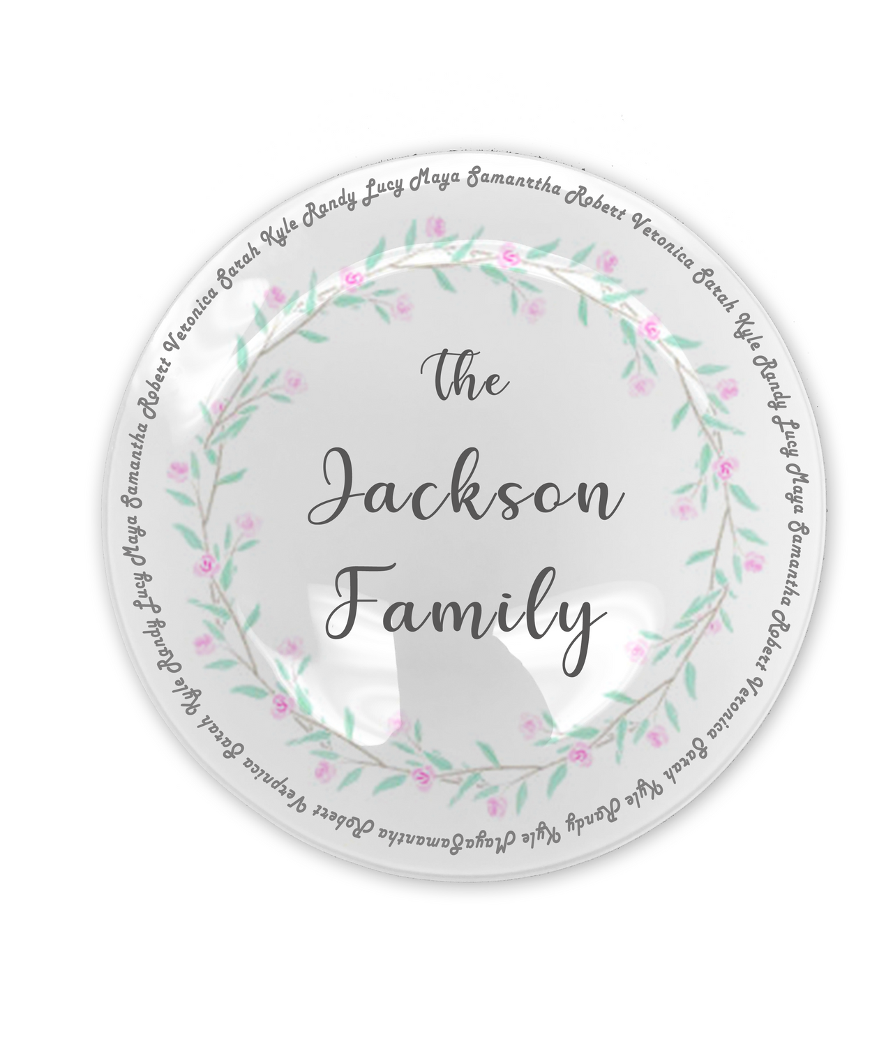Family Name Personalized Glass Plate (Round)