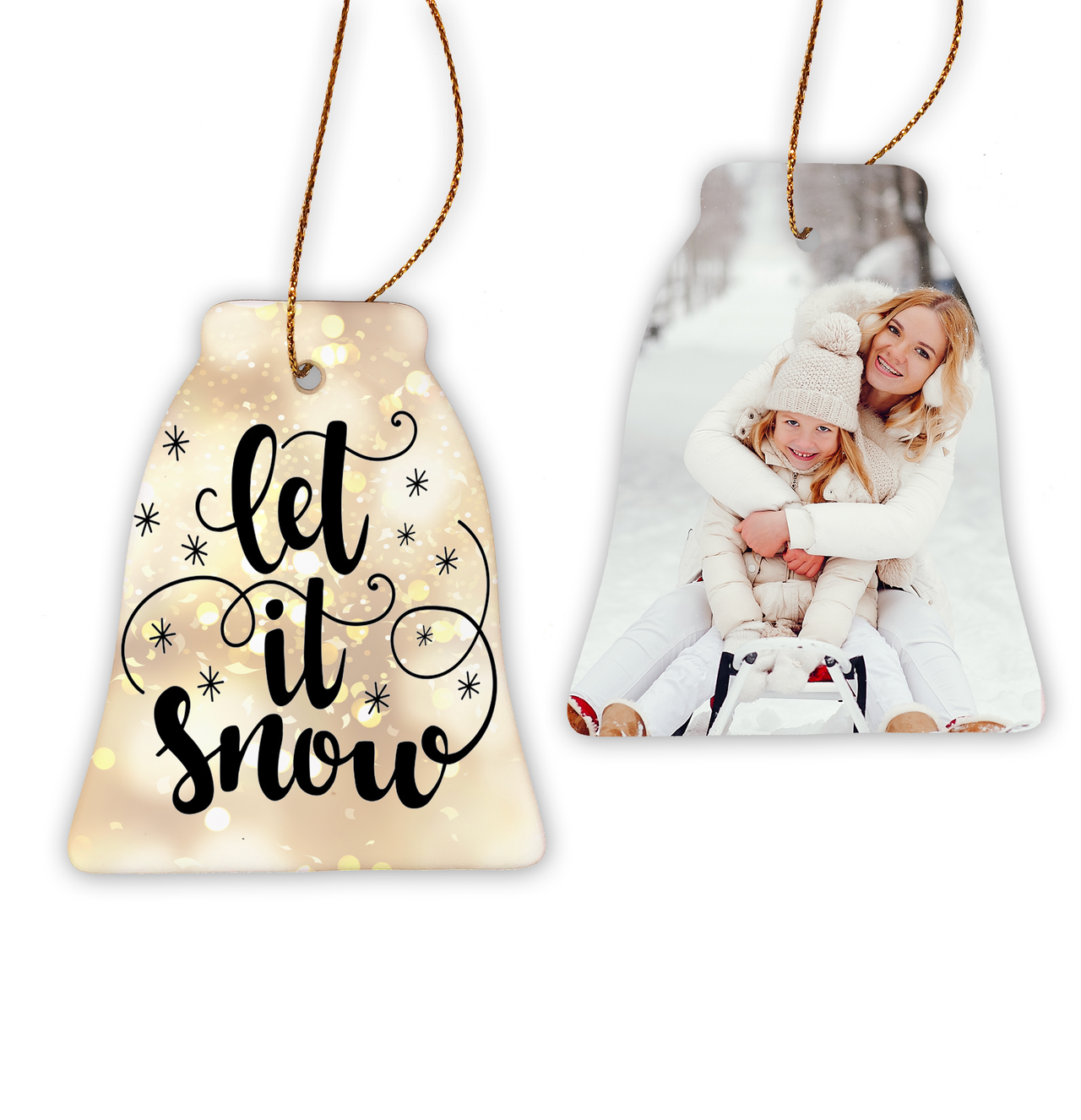 Two-Sided Let It Snow Bell Ornament