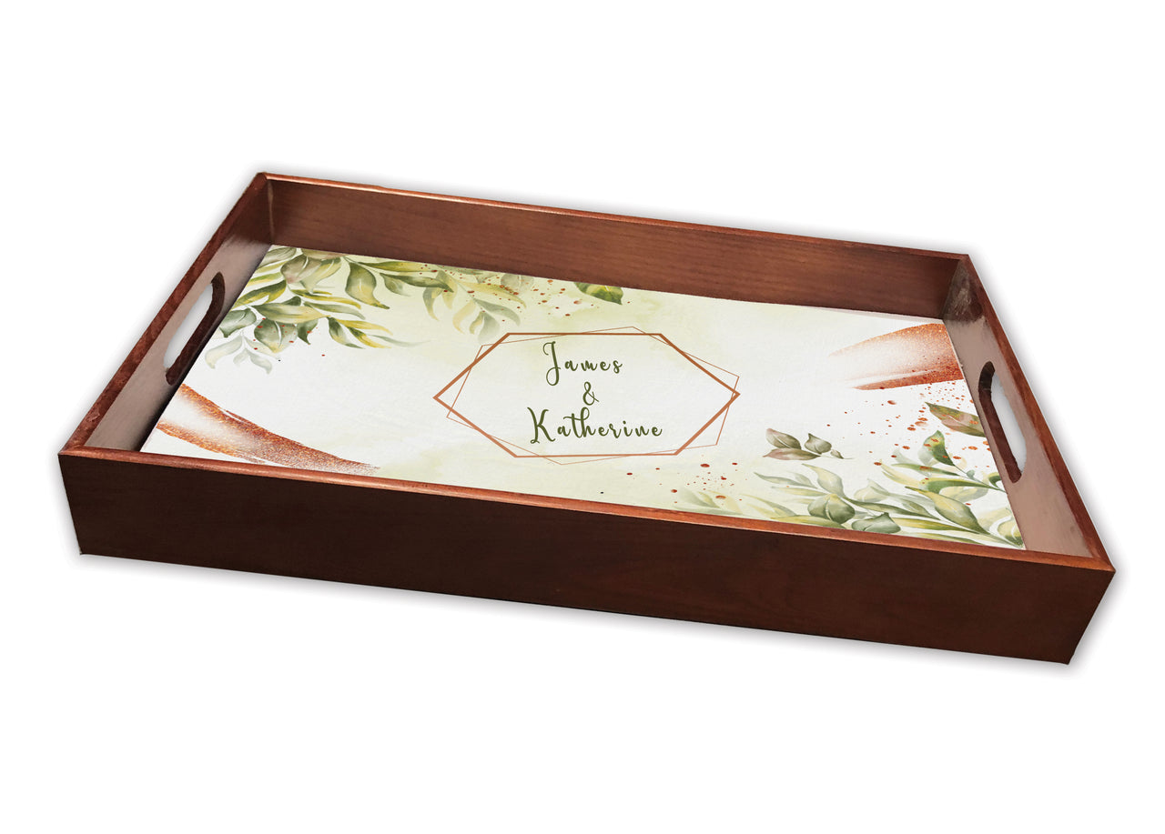 Nature Themed Personalized Wood Tray With Insert