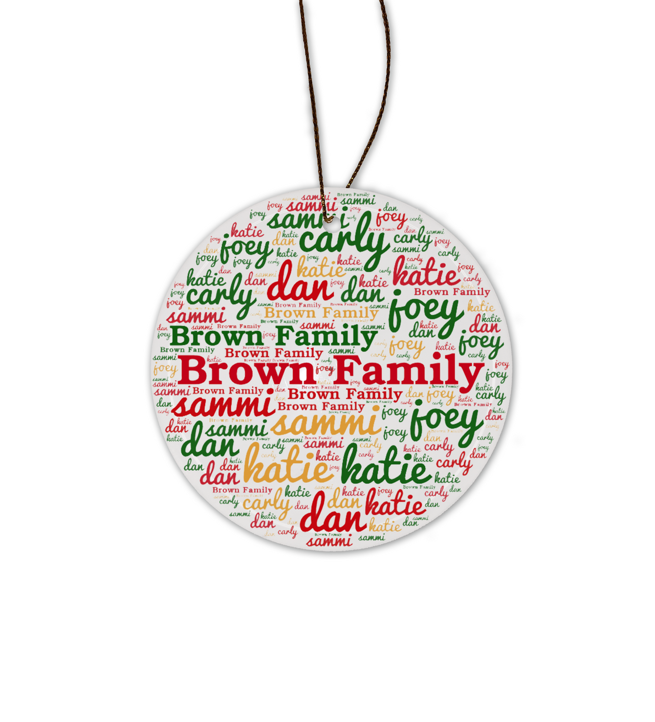 Family Name Round Glass Ornament