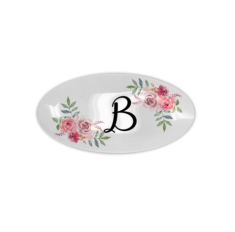 Floral Personalized Oval Glass Plate