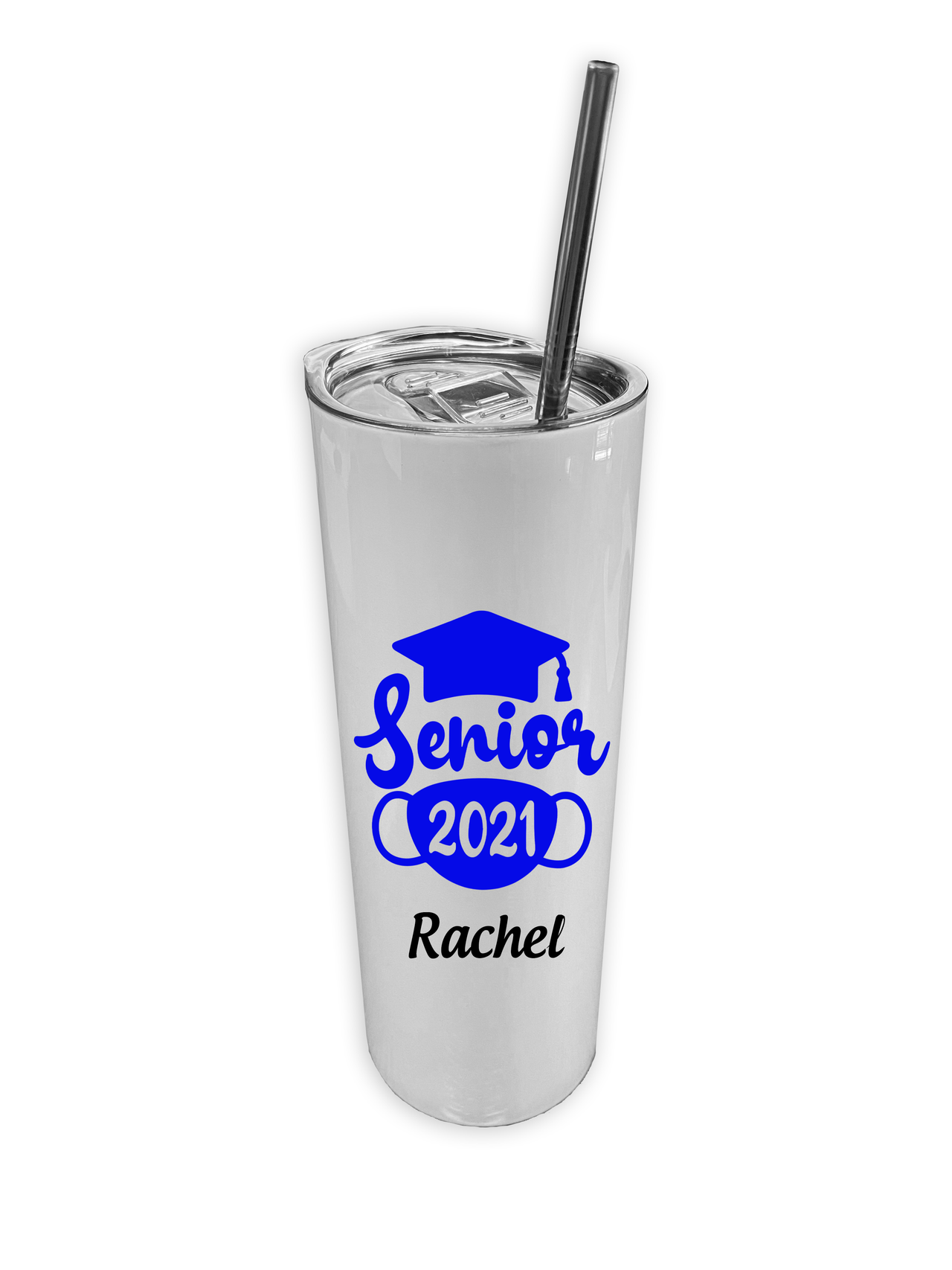 Custom Graduate Stainless Steel Tumbler W/ Metal Straw