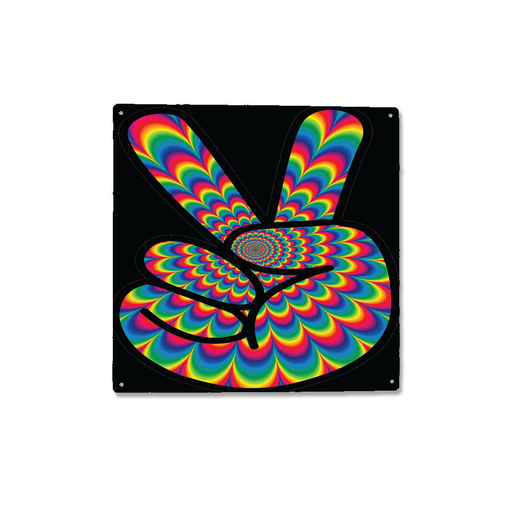 Rainbow Peace Sign Square Metal Sign